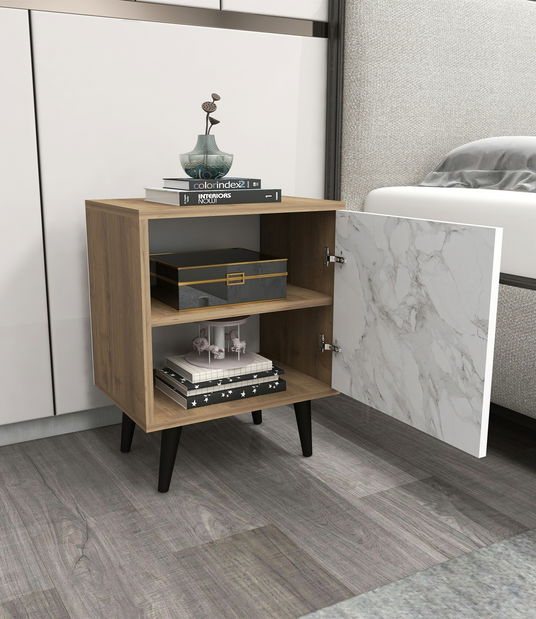 Noční stolek Helsinky (Hiteak + Kámen)