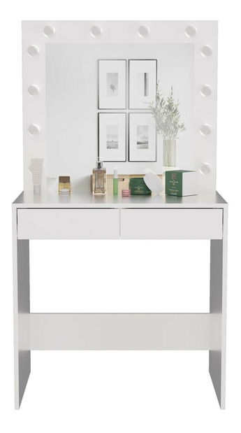 Toaletní stolek Micras 1 (bílá) (se zrcadlem) (s LED osvětlením)