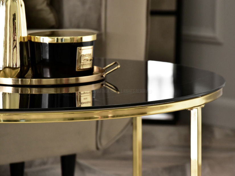 Konferenční stolek Grande (černý mramor + zlatá)