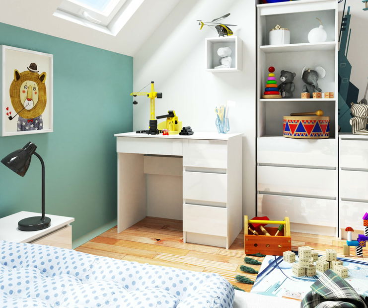 PC stolek Benicio II (bílá + bílý lesk) (P)