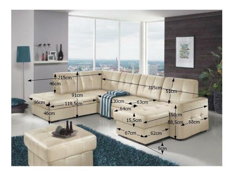 Kožená rohová sedací souprava U Thaldia (bílá) (L)