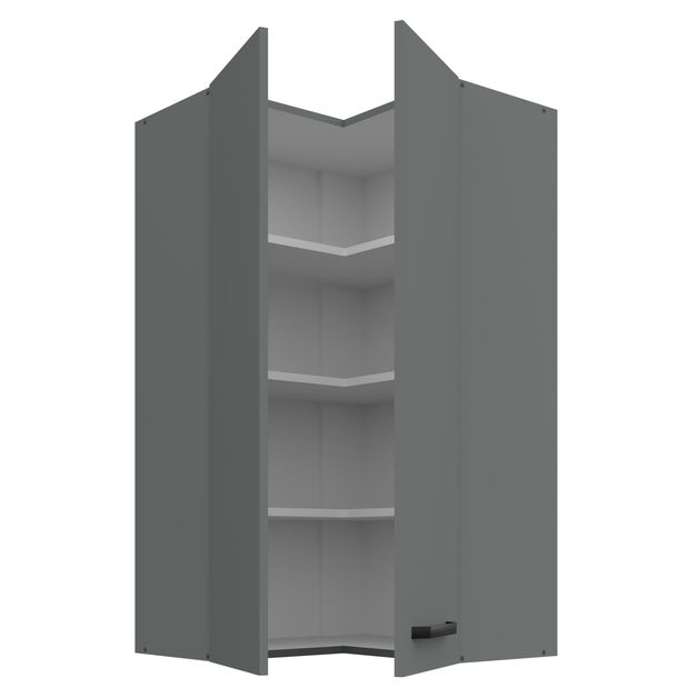 Horní rohová kuchyňská skříňka Nesia 60x60 GN-108 2F (90°) (korpus: antracit + fronta: antracit)