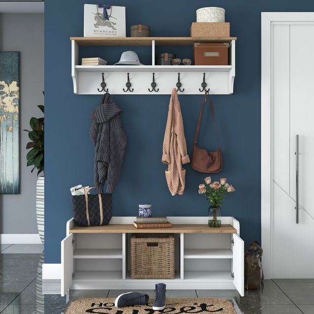 Předsíňová sestava Pixie 2 (Bílá + Ořech)