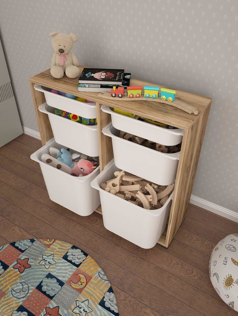 Organizér na hračky Dremonka 5 (ořech + bílá)