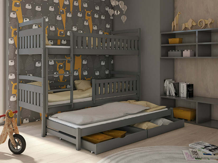 Dětská postel 90 cm BLAIR (s roštem a úl. prostorem) (grafit)