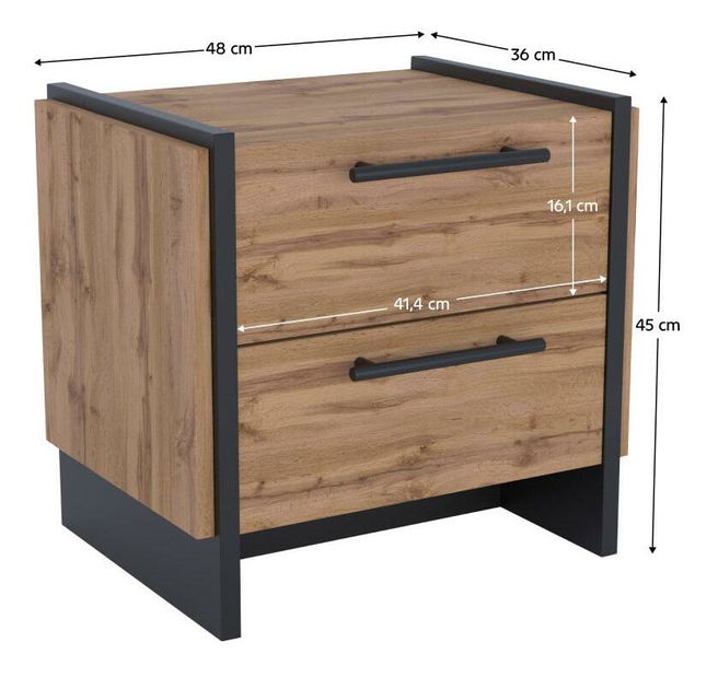 Set 2ks nočních stolků Adivinaba (dub wotan + černá)