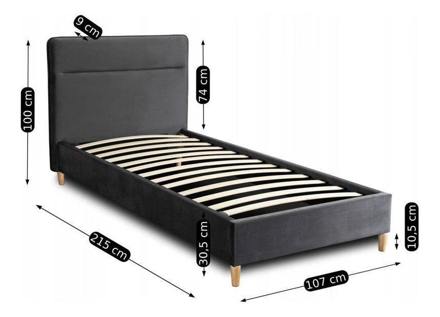 Jednolůžková postel 90 cm Nodrizas (šedá) (s roštem)