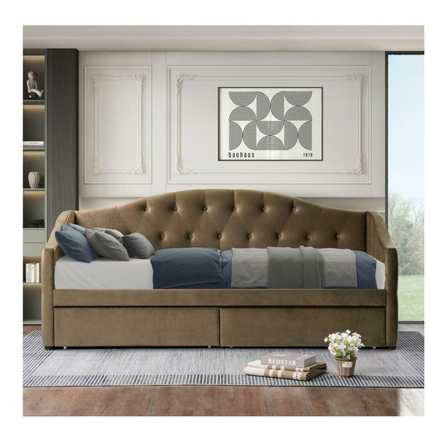 Jednolůžková postel (válenda) 90 cm Zonas (hnědá) (s roštem) (s úl. prostorem)