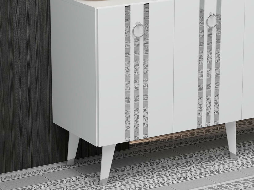 Skříňka Pometu (bílá + stříbrná)