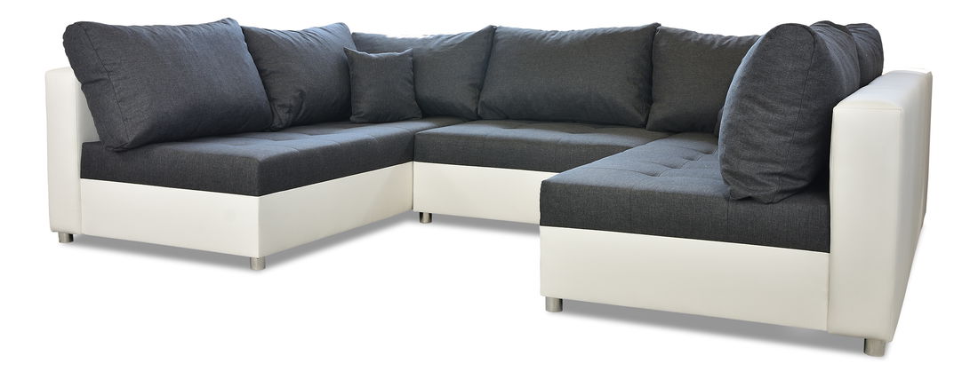 Rohová sedací souprava U Deron  (s taburetem) (P) (šedá + bílá)