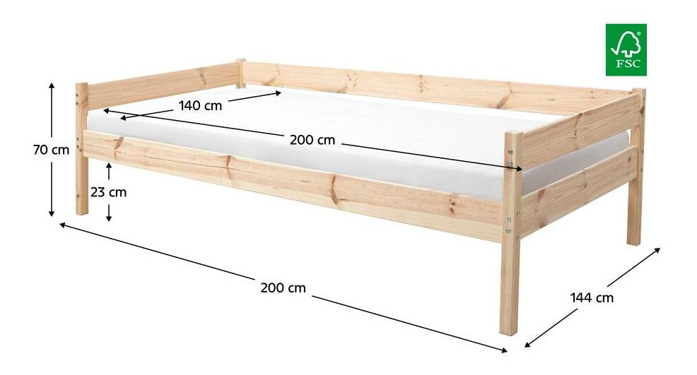 Manželská postel 140 cm Braceaba (smrk masiv) (s roštem)