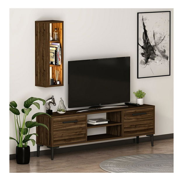 Obývací stěna Kuvuni 1 (ořech) (s osvětlením)