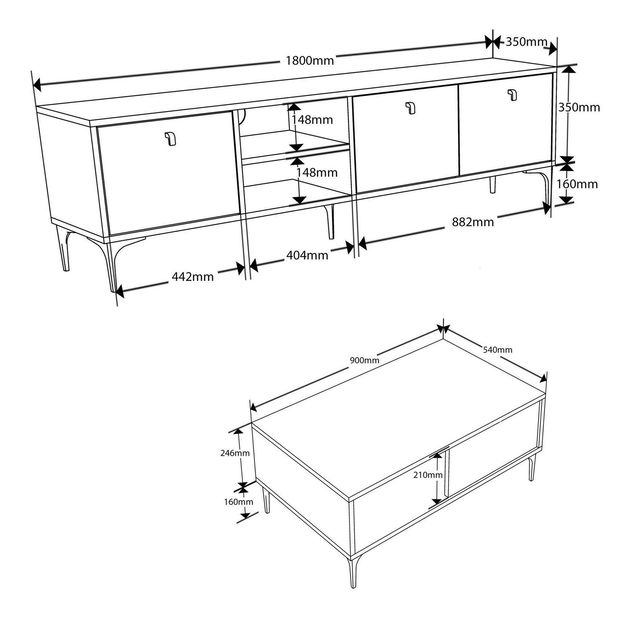 Sestava nábytku do obývacího pokoje Settle 1 (dub)