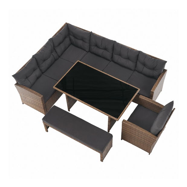 Zahradní set Senala (hnědošedá + světle hnědá) (pro 8 osob)