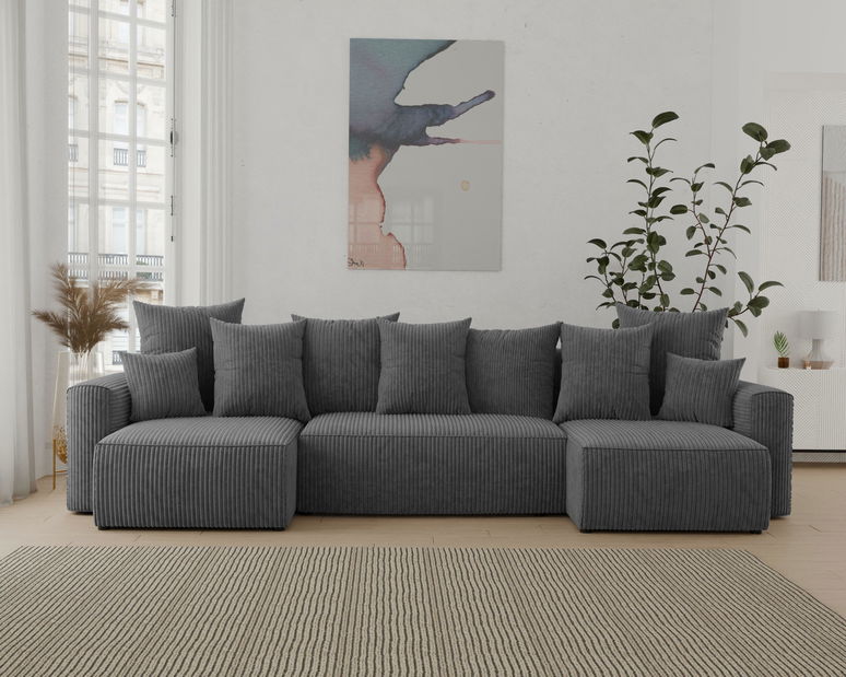 Rohová sedačka Denia U (tmavě šedá) (L)