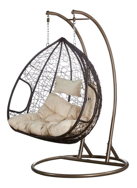 Závěsné dvojkřeslo Deber (měděná + hnědá + krémová)