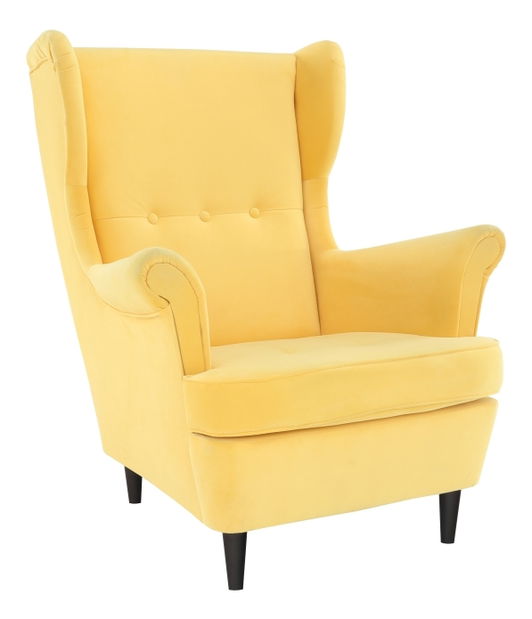 Křeslo ušák Rytu (žlutá + wenge)