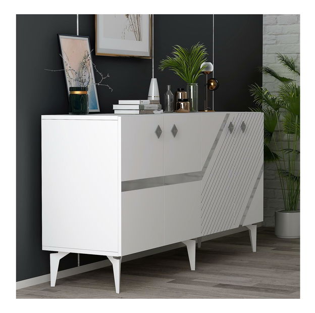 Skříňka Tabivo (bílá + stříbrná)