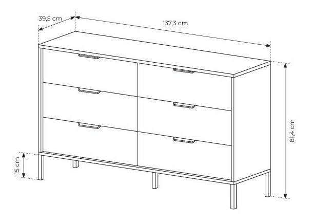 Komoda Milty (dub baltic + černá)