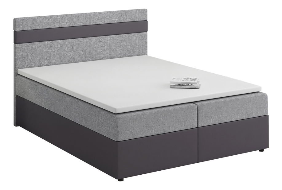 Boxspring postel 160x200 cm Mimosa (melírovaná světle šedá + tmavě šedá) (s roštem a matrací)