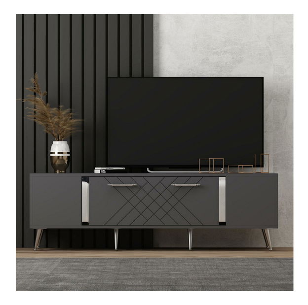 TV stolek/skříňka Tunini (antracit + stříbrná)