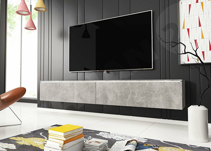 TV stolek/skříňka Dilune 180 (beton smart) (osvětlení led bílé)