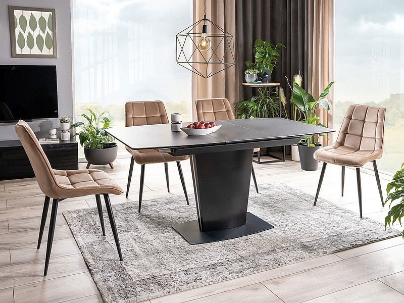 Rozkládací jídelní stůl 120-160 cm Benedict (černá + černá) (pro 4 až 6 osob)