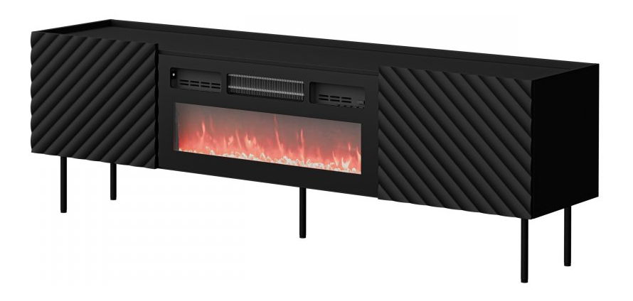 TV skříňka s krbem Grotzi 180 2D (černá)