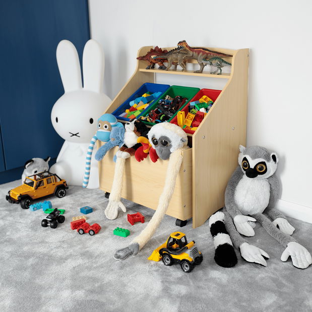 Organizér na hračky Malka (buk + červená)