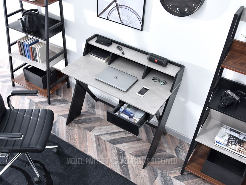 PC stolek Aspart (beton + černá)