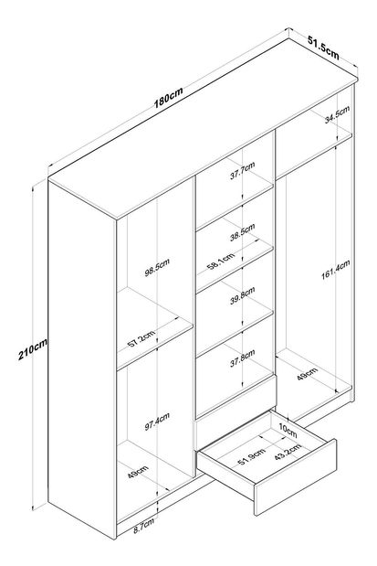 Šatní skříní Bastet 2337 (ořech + bílá)