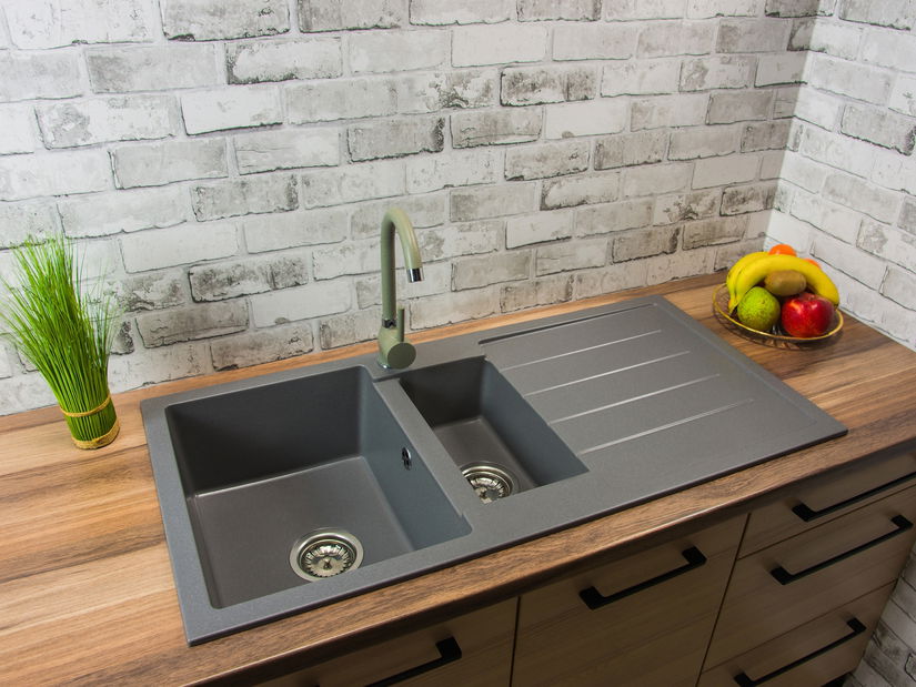 Kuchyňský dřez Yuxur (šedá) (bez otvoru pro baterii) (P)