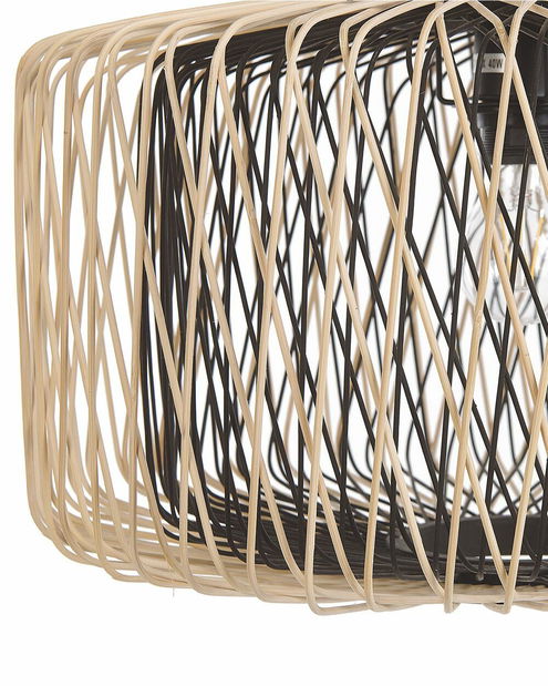 Závěsná lampa JAVO (světlé dřevo + černá)