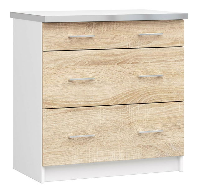 Dolní kuchyňská skříňka Lula s80 sz3 (matná bílá + dub sonoma)