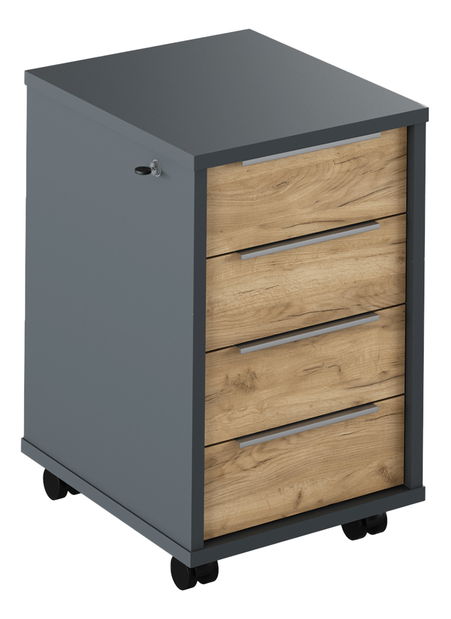 Kancelářský kontejner se zámkem Hamila NEW TYP 30 (grafit + dub artisan)