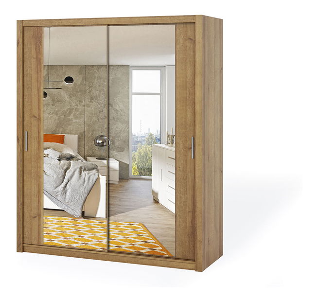 Šatní skříň Bonaparte SZ180 (dub zlatý) (se zrcadlem)