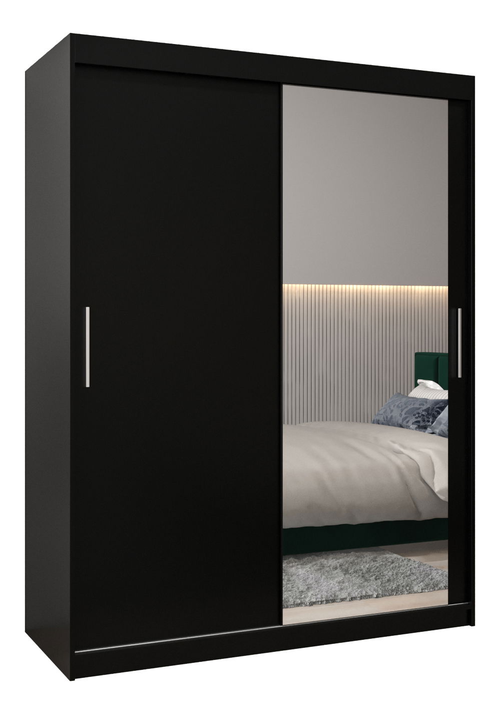 Šatní skříň 150 cm Toki 2 (Černá matná + Černá matná)