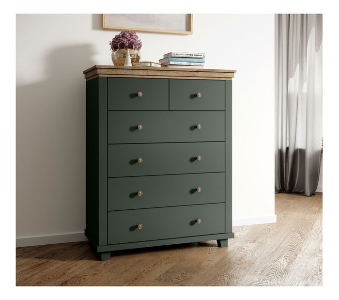 Komoda Elvina S Typ 45 (tmavě zelená + dub lefkas)