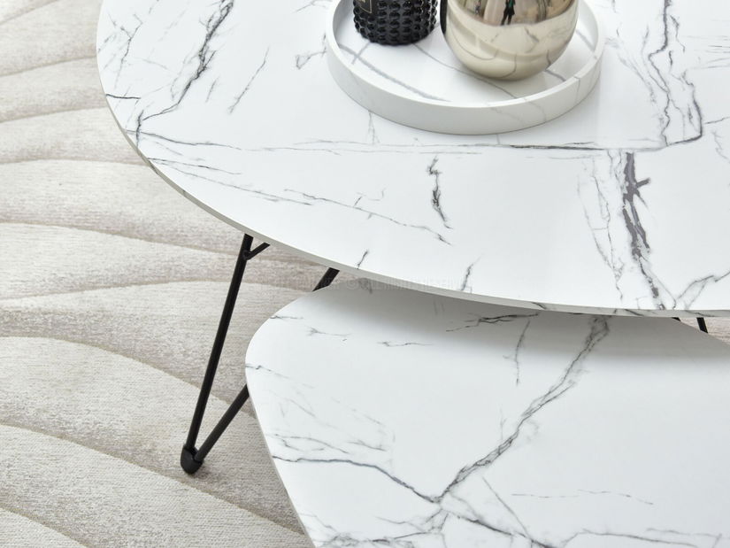 Konferenční stolek Rave Zest Xl (bílý mramor + černá)