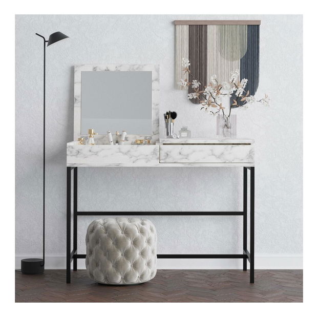 Toaletní stolek Lio (mramor carrara) (se zrcadlem)