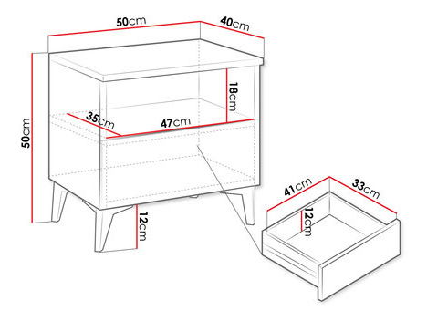 Noční stolek Opuncie 1SZ (béžový lesk + zlatá)