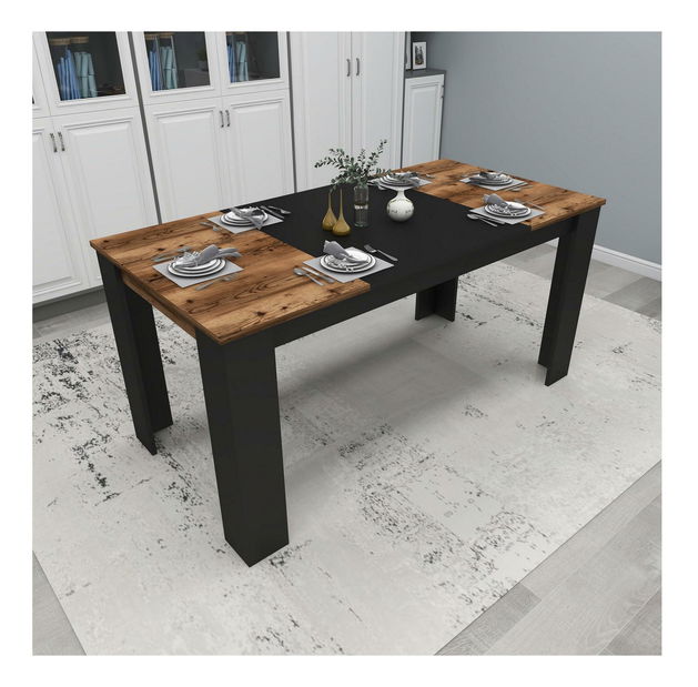 Jídelní stůl Dovete 2 (ořech světlý + černá) (pro 6 osob)