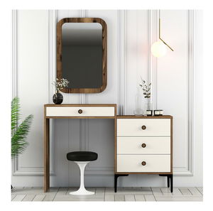 Toaletní stolek Logan 2 (ořechová + krémová) (se zrcadlem)