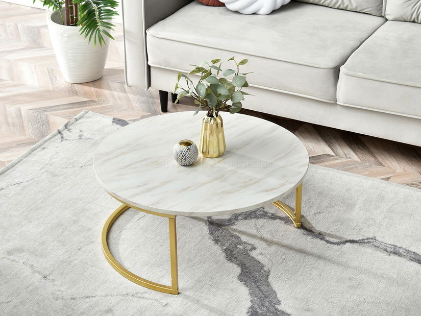 Konferenční stolek Kolja Stolek Xl (béžová + zlatá)