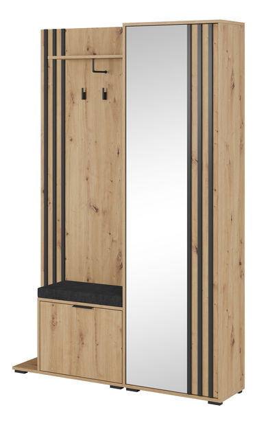 Šatní skříň Norris (dub artisan + černá)