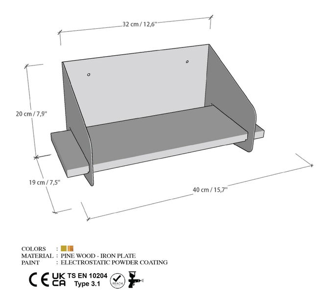 Nástěnná police Media (černá)