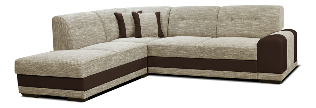 Rohová sedací souprava Bella Lux L+2F (béžová + hnědá) (L)