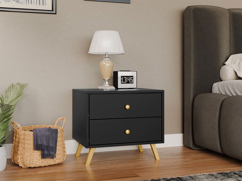 Noční stolek Astradon (černá + zlatá)
