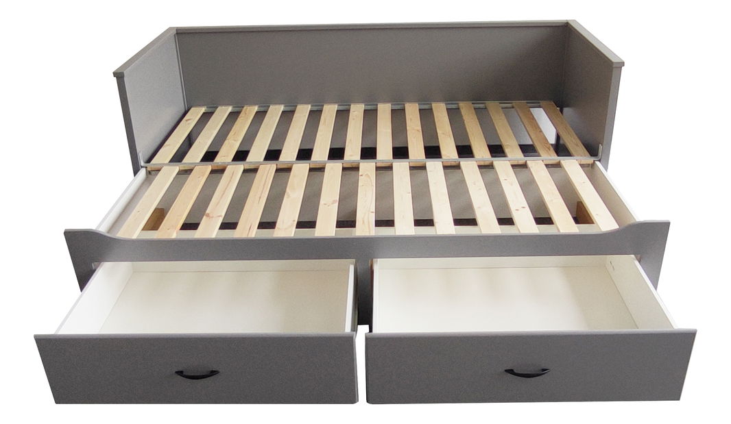Rozkládací postel 80 cm Daybed Comfort (s roštem a úl. Prostorem) (šedá)