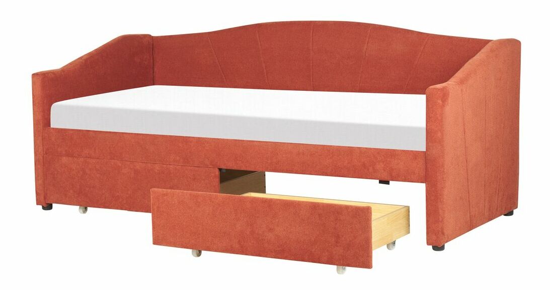 Jednolůžková postel 200 x 90 cm Vitto (červená) (s roštem a úložným prostorem)